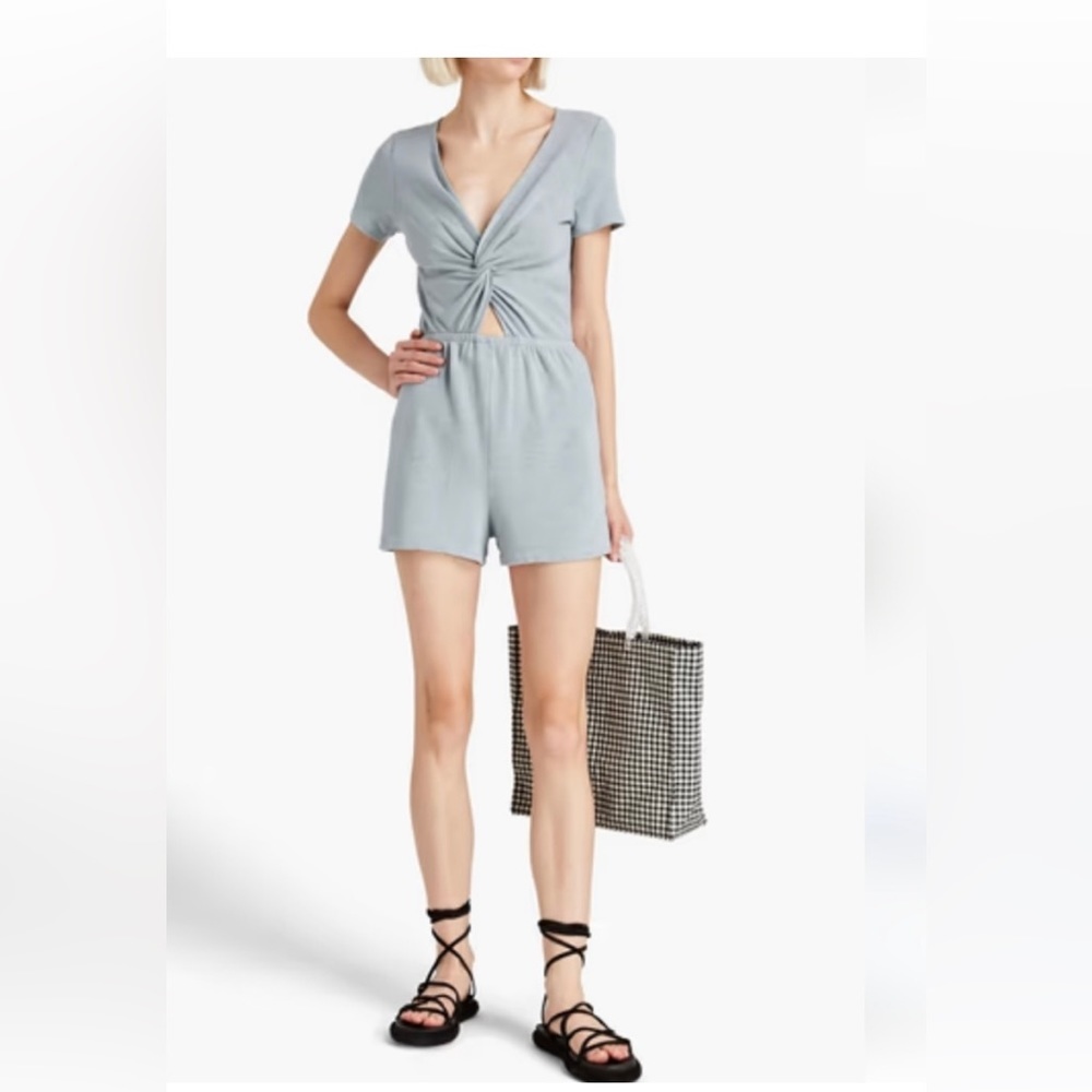 NWT Monrow Women’s Twisted Cutout French Terry Romper in Large